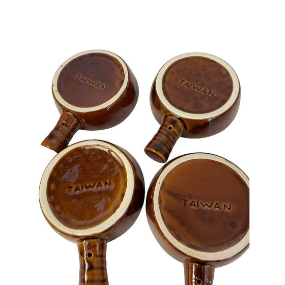 Taiwan Ceramic Brown Glazed Escargot Snail Plate Baking Dishes Handle Set of 4 - Picture 2 of 9